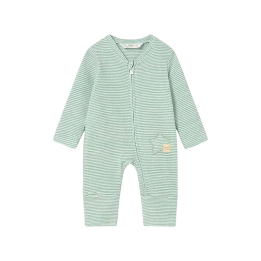 Pijama diseño enterizo verde con rayas para bebé - Mayoral