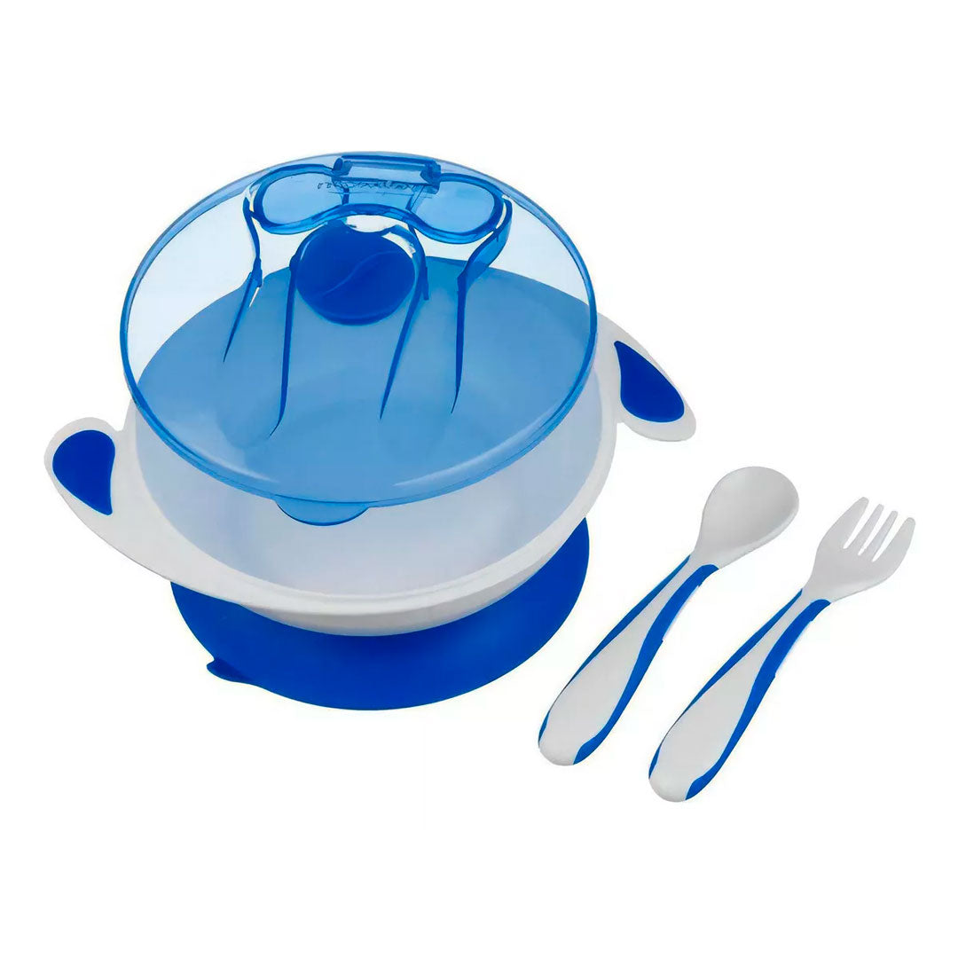 Set de vajilla que incluye cubiertos y tapa, con base de succión, desmontable para facilitar su limpieza, tapa para guardar los cubiertos - Mumlove