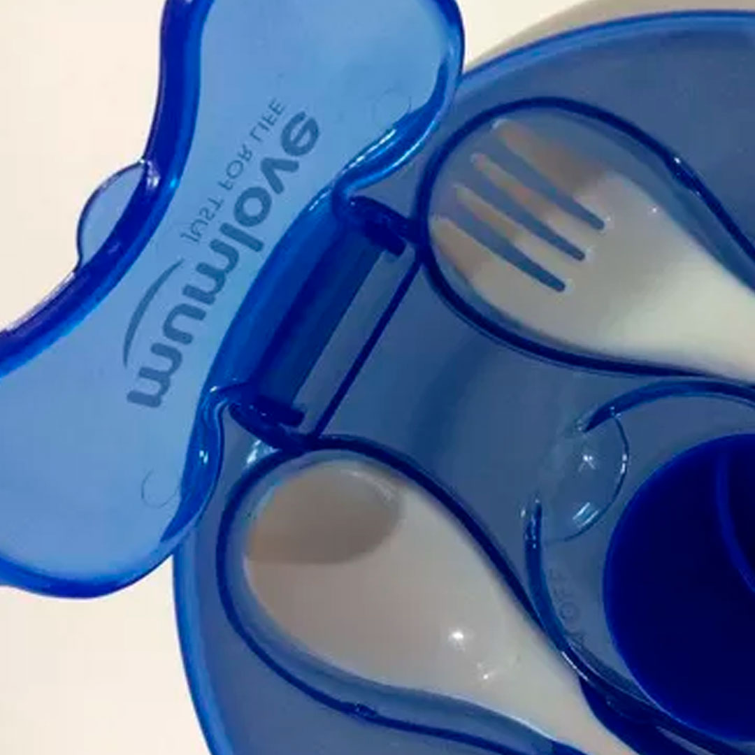Set de vajilla que incluye cubiertos y tapa, con base de succión, desmontable para facilitar su limpieza, tapa para guardar los cubiertos - Mumlove