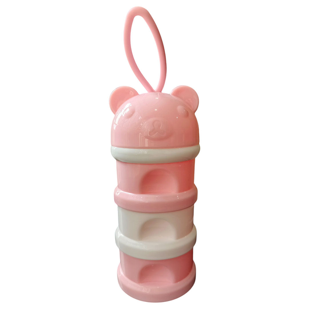 Portaleche dosificador de múltiples niveles portátil, con tres tapas de buena capacidad, dispensador de leche en polvo con diseño de osito