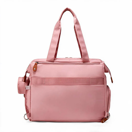 Pañalera bolso de mamá de gran capacidad, con panel tejido, cambiador, portachupos y correa de hombro.