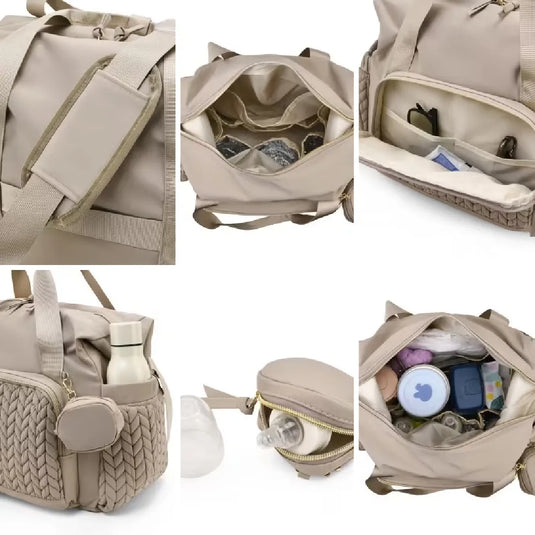 Pañalera bolso de mamá tipo bandolera de gran capacidad, multifuncional, ligera y con correa para el coche, disponible en varios colores