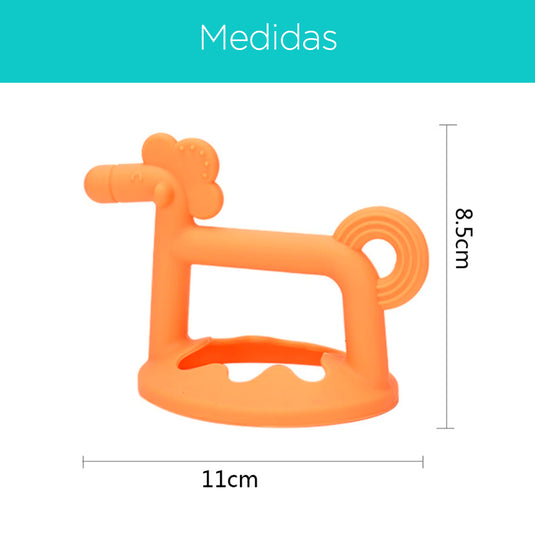 Mordedor rascaencias de silicona para bebés, con forma de caballo y estuche