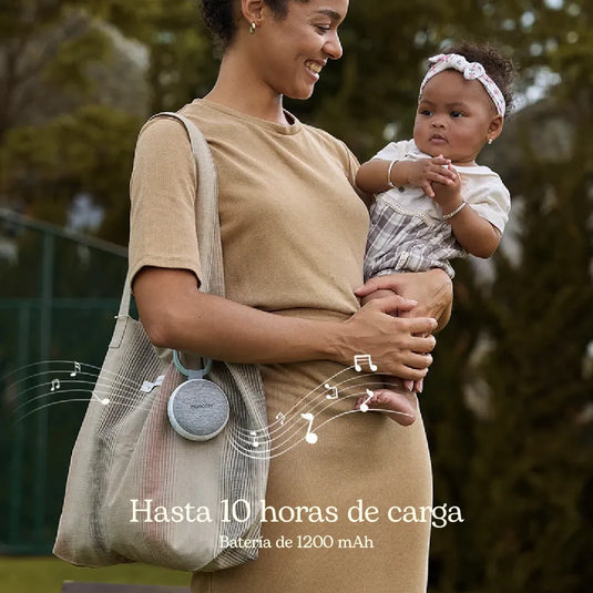 Máquina de ruido blanco portátil para bebé con luz nocturna ámbar, 20 sonidos relajantes, batería de 10 horas, se sujeta a coche, cuna o pañalera - Momcozy