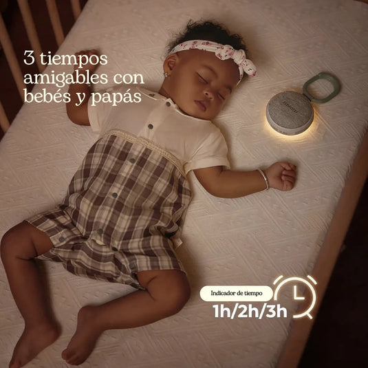 Máquina de ruido blanco portátil para bebé con luz nocturna ámbar, 20 sonidos relajantes, batería de 10 horas, se sujeta a coche, cuna o pañalera - Momcozy