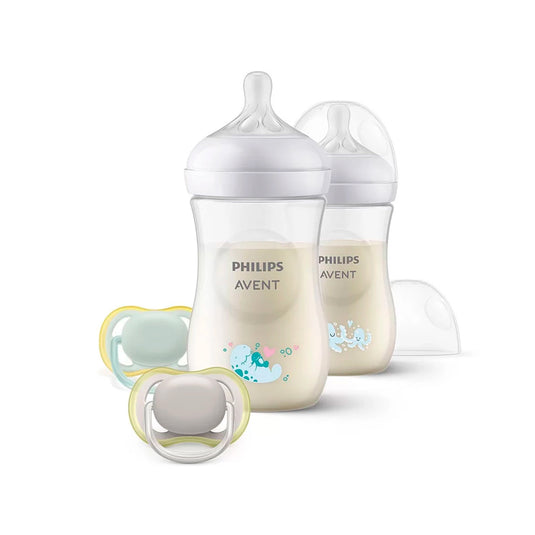 Set de regalo x6 piezas, teteros decorado y chupas de entretención - Philips Avent Natural Response