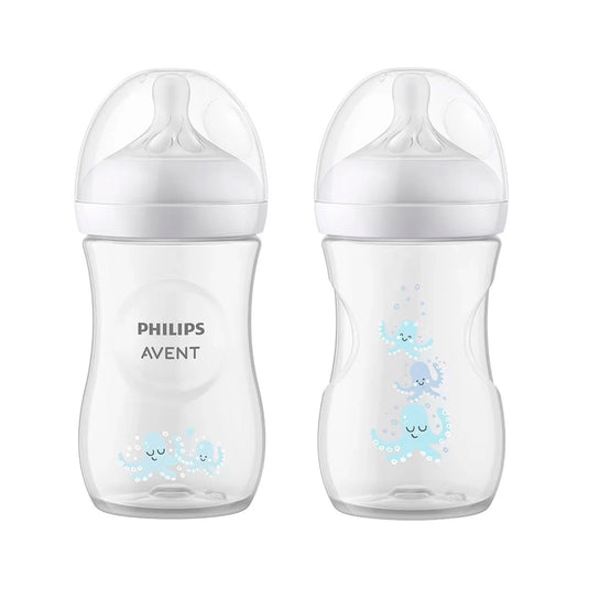Set de regalo x6 piezas, teteros decorado y chupas de entretención - Philips Avent Natural Response