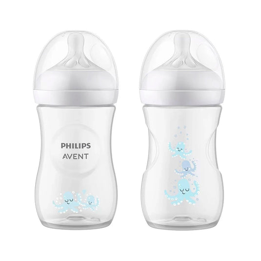 Set de regalo x6 piezas, teteros decorado y chupas de entretención - Philips Avent Natural Response