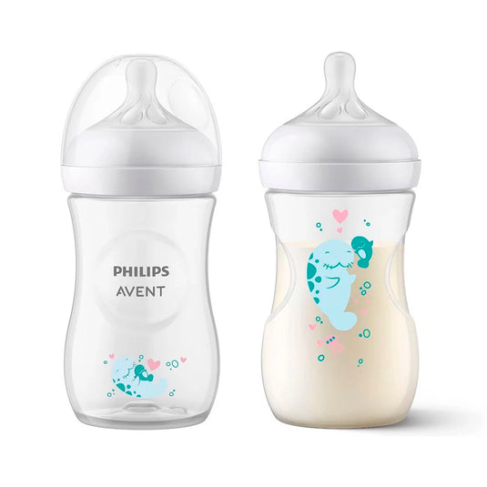 Set de regalo x6 piezas, teteros decorado y chupas de entretención - Philips Avent Natural Response