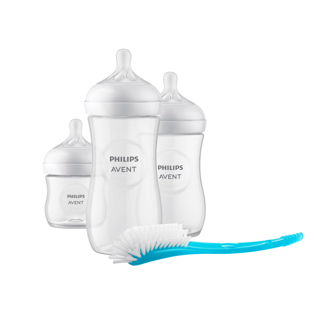 Set recién nacido x4 piezas, inlcuye 3 teteros y cepillo de limpieza - Philips Avent Natural Response