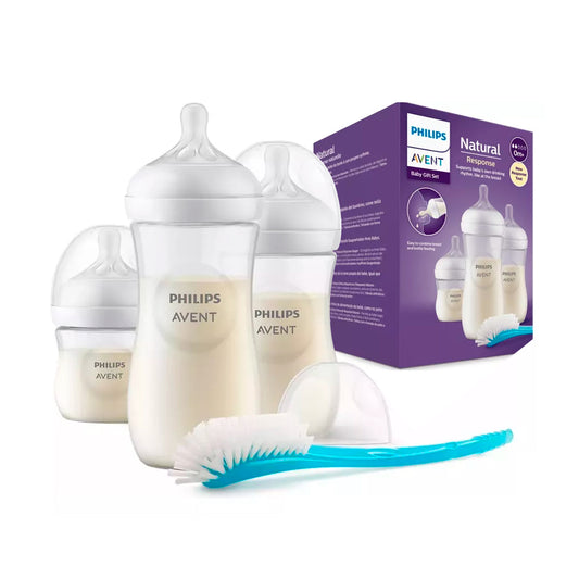 Set recién nacido x4 piezas, teteros y cepillo de limpieza - Philips Avent Natural Response
