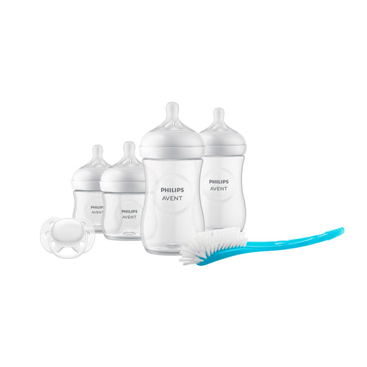 Set de recién nacido, kit de 6 piezas, incluye 4 teteros, cepillo de limpieza y chupa 0 a 6 meses - Philips Avent Natural Response