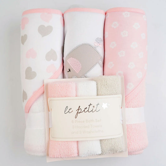 Set de 6 piezas con 3 toallas capucha y 3 babitas, para bebé recién nacido, diseños a juego adorables para tu bebé