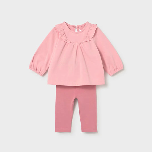 Conjunto 2 piezas manga larga color rosa para bebé - Mayoral