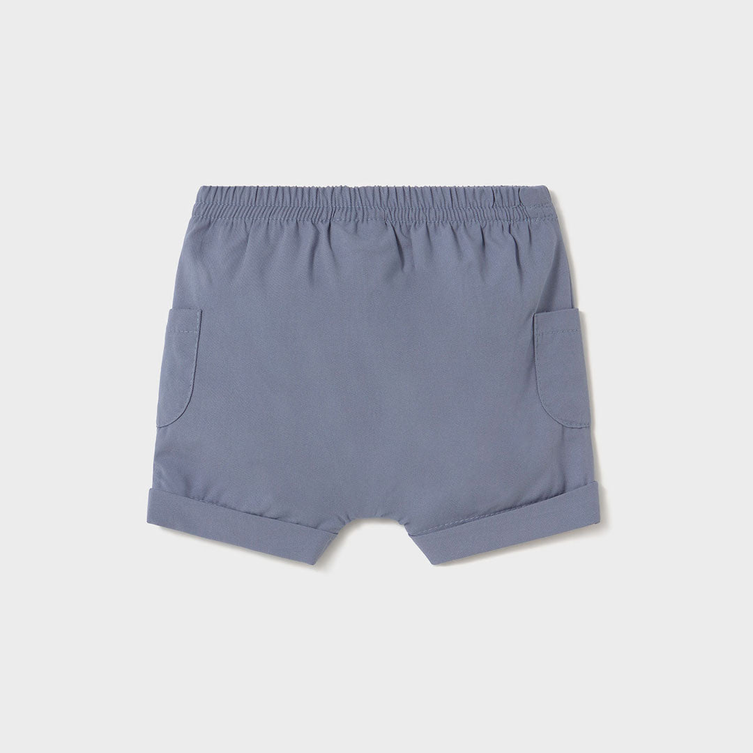 Conjunto de 3pz camisa manga corta a rayas, camiseta blanca en tela ligera y transpirable, short con resorte en cadera, colores suaves para el calor - Mayoral