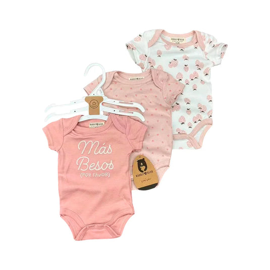 Set x3 mamelucos con diseños estampados, cómoda capa base ideal para combinar con pantalones, shorts o incluso debajo de la ropa, hechos en material hipoalergénico suave al contacto con la piel, ideales para el uso diario - RabbitBear