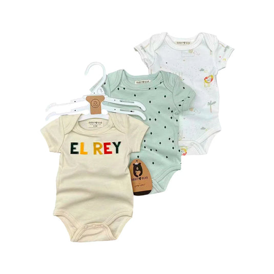 Set x3 mamelucos con diseños estampados, cómoda capa base ideal para combinar con pantalones, shorts o incluso debajo de la ropa, hechos en material hipoalergénico suave al contacto con la piel, ideales para el uso diario - RabbitBear