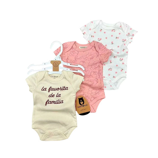 Set x3 mamelucos con diseños estampados, cómoda capa base ideal para combinar con pantalones, shorts o incluso debajo de la ropa, hechos en material hipoalergénico suave al contacto con la piel, ideales para el uso diario - RabbitBear