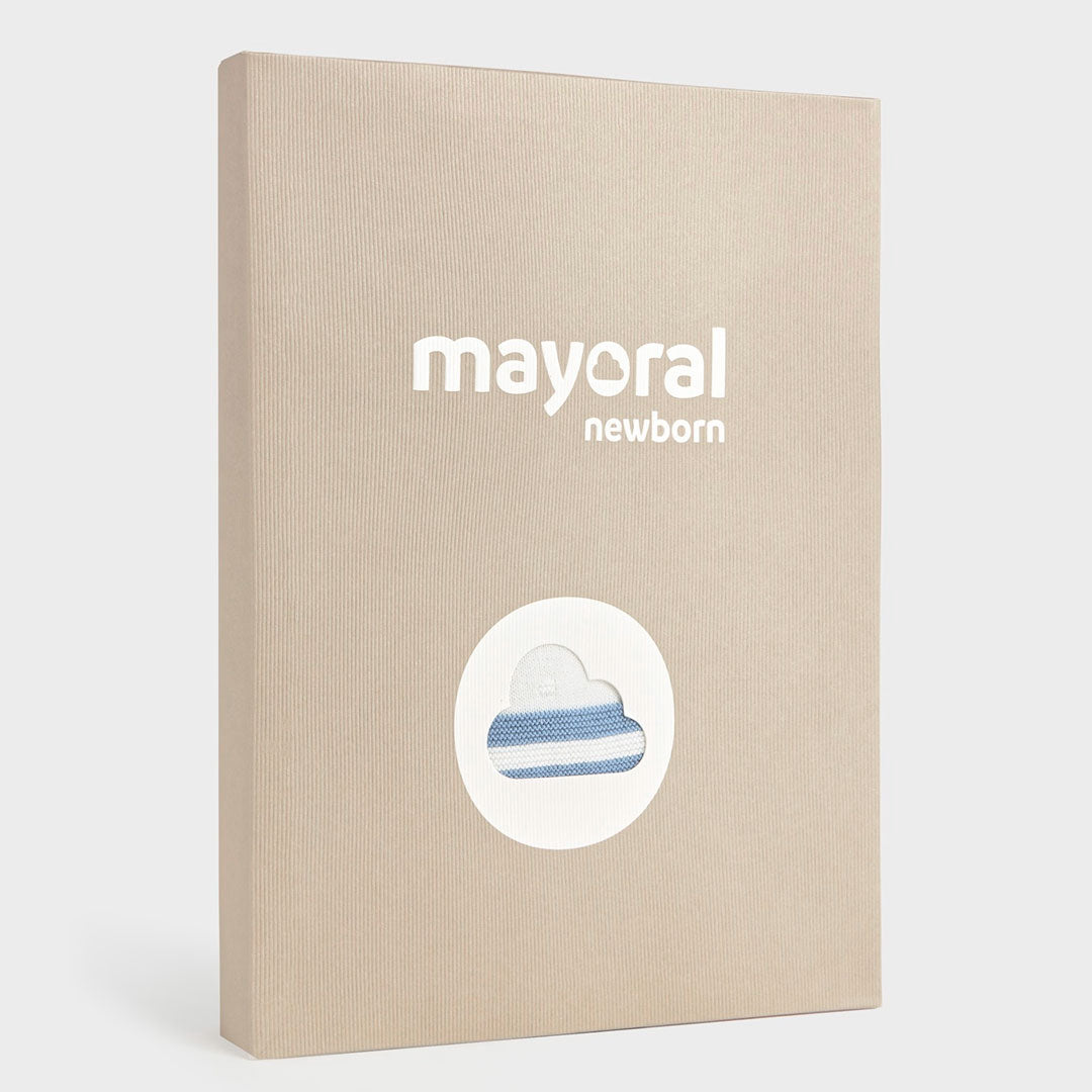 Conjunto tejido con diseño a rayas para recién nacido, pantalón con pies cerrados, con detalles bordados, talla pequeña para primer día - Mayoral