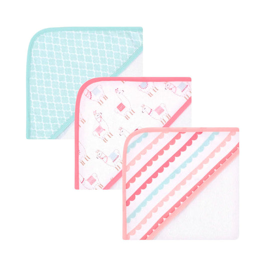 Set de toallas con capucha x3 unidades, hecha en algodón y poliéster absorbente, diseños variados llamativos para tu bebé - Hudson Baby