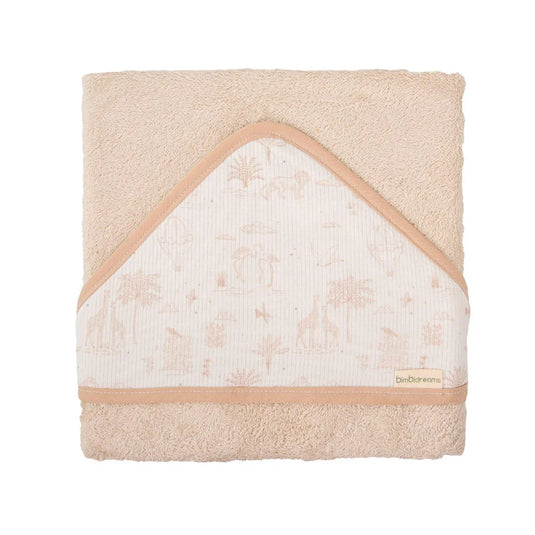 Set de regalo toalla capucha y sujetador, pertenece a la colección Class Dafne de la marca, toalla de gran capacidad de absorción, textura suave al tacto con la piel, sujetador de chupas funcional con clip de sujeción - Bimbidreams