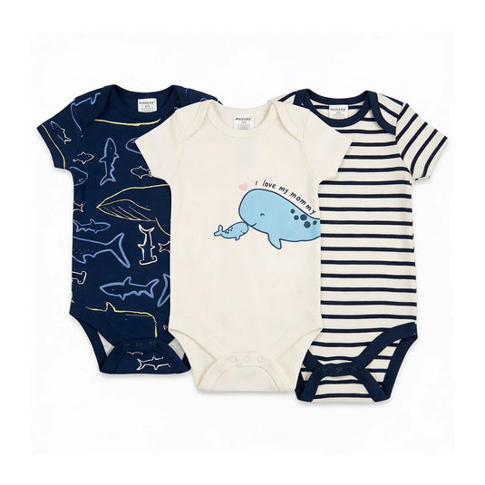 Set x3 mamelucos hechos 100% en algodón para bebé - Sunnozy