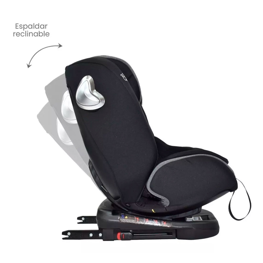 Silla de seguridad 360° para el carro, con posiciones ajustables, cinturón de cinco puntos y cuatro posiciones reclinables - PRIORI