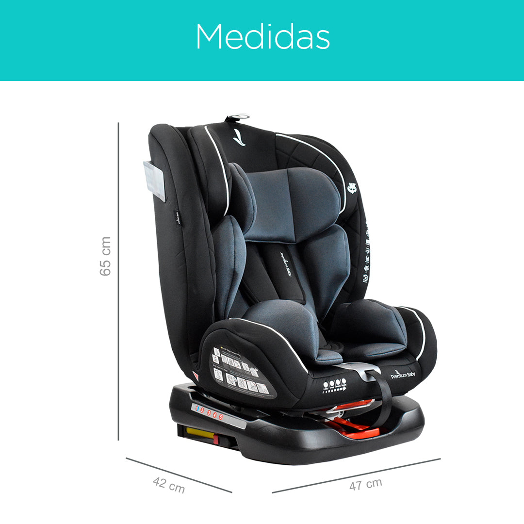Silla de seguridad para carro EOS negra, giro de 360°, extra acolchado, cinturón de seguridad - Premium Baby