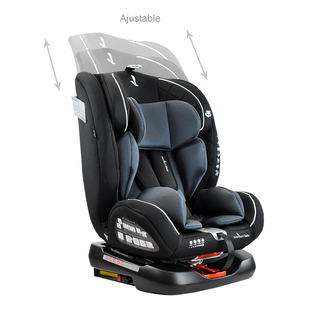 Silla de seguridad para carro EOS negra, giro de 360°, extra acolchado, cinturón de seguridad - Premium Baby
