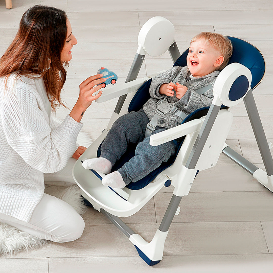 Silla comedor de lujo para bebé de 6 a 36 meses, plegable, asiento acolchado, altura y posiciones ajustables