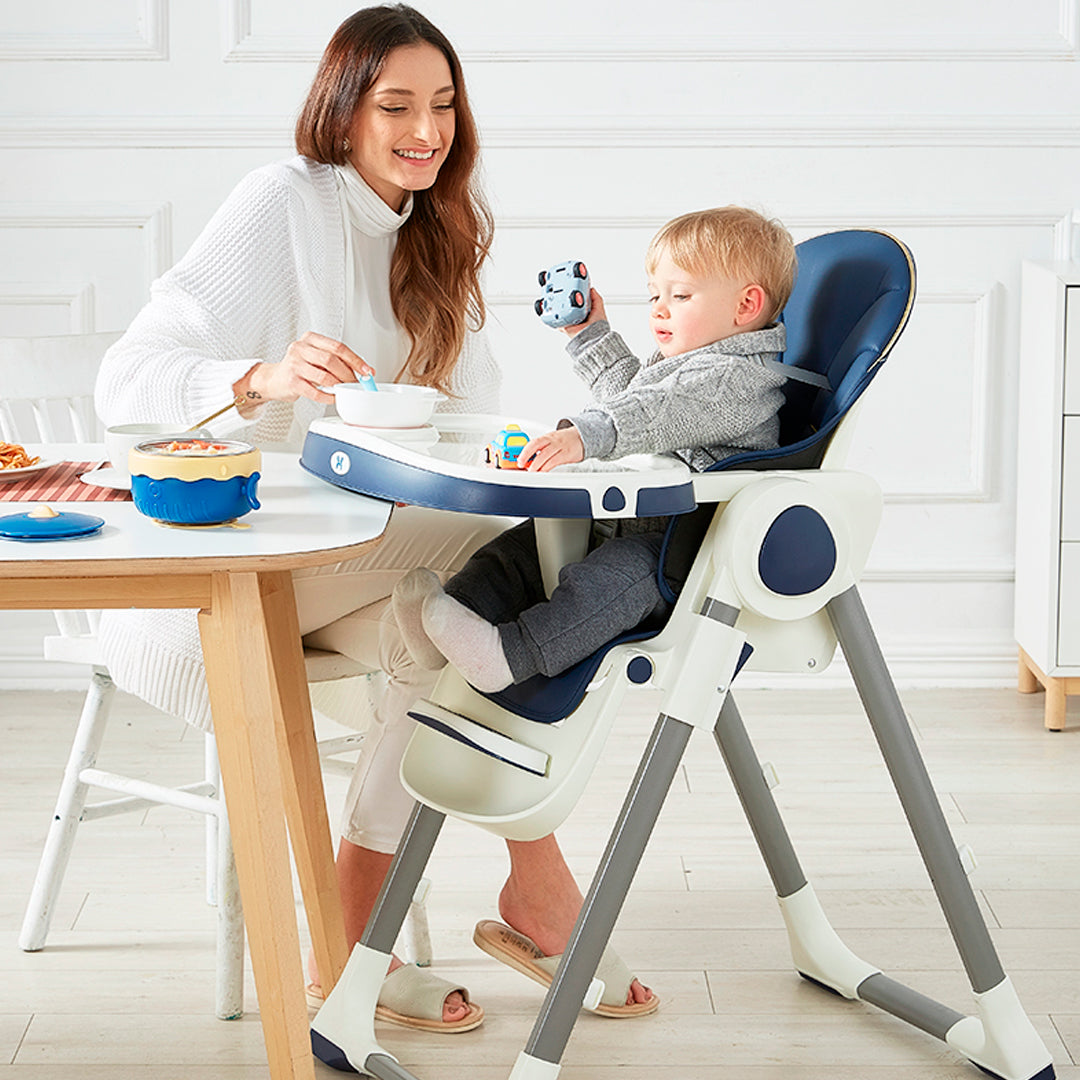 Silla comedor de lujo para bebé de 6 a 36 meses, plegable, asiento acolchado, altura y posiciones ajustables