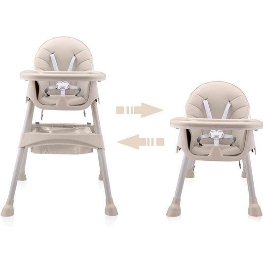Silla comedor en cuero, acolchada, con cesta de almacenamiento y doble bandeja