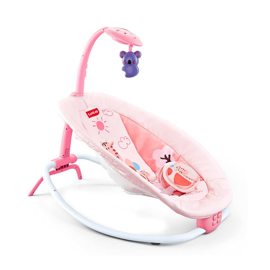Silla mecedora eléctrica para bebé con melodías, control remoto y vibración - Hu-Baby Rosa