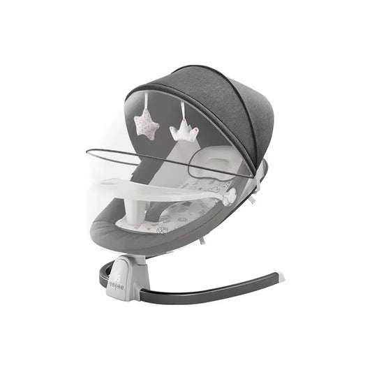 Silla mecedora eléctrica para bebé con bandeja extraíble, temporizador y mosquitero