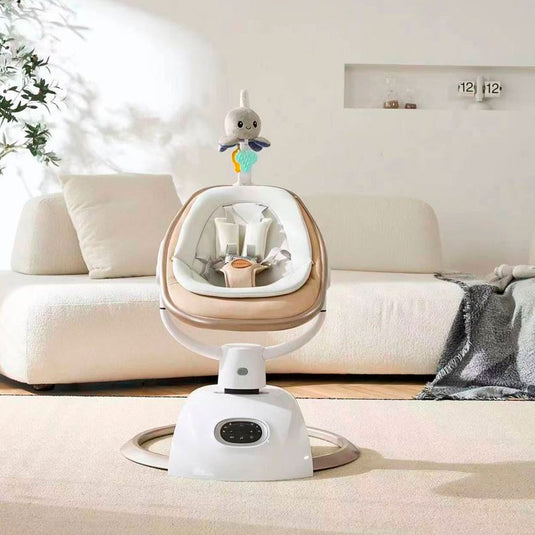 Silla mecedora para bebé recién nacido, ajustable a 5 velocidades y tres posiciones de reclinado, mecedora de mocimimento multiple, con melodías integradas - Kidilo