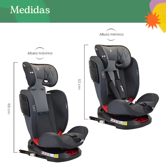 Silla de seguridad Twist para Carro Grupo 0,1,2 y 3 con sistema Isofix, con resistencia de hasta 36kg aprox, con posiciones de reclinado y almohadilla ajustable en altura, arnés de seguridad en 5 puntos - Priori