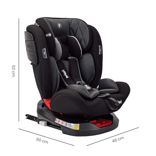 Silla de seguridad Twist para Carro Grupo 0,1,2 y 3 con sistema Isofix, con resistencia de hasta 36kg aprox, con posiciones de reclinado y almohadilla ajustable en altura, arnés de seguridad en 5 puntos - Priori