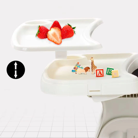 Silla comedor para bebé de 0 a 36 meses con patas de madera, reposapiés y altura ajustable