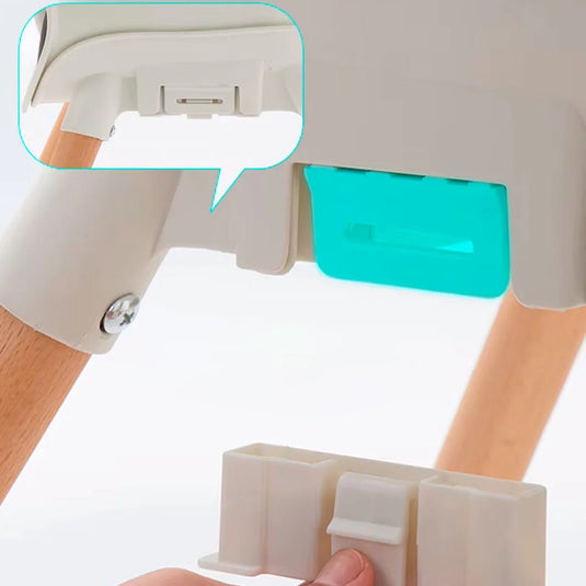 Silla comedor para bebé de 0 a 36 meses con patas de madera, reposapiés y altura ajustable