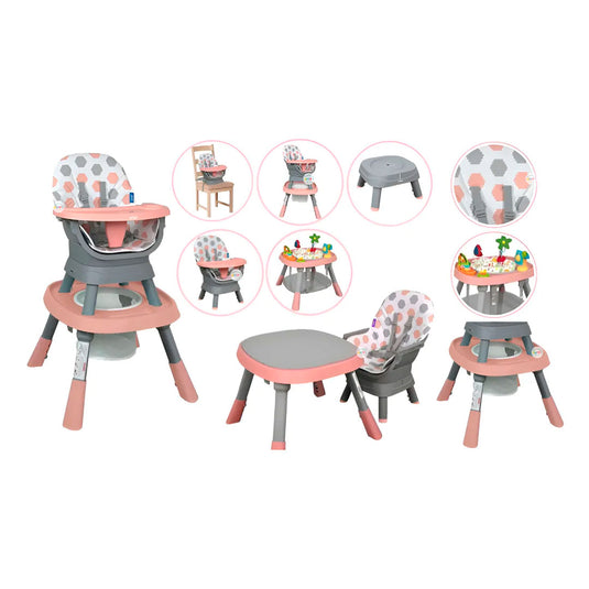 Silla comedor Yae para bebé multifuncional 12 en 1, bandeja desmontable, cinturón de seguridad en 5 puntos, con juguetes didácticos, giro 360° de la silla - Priori