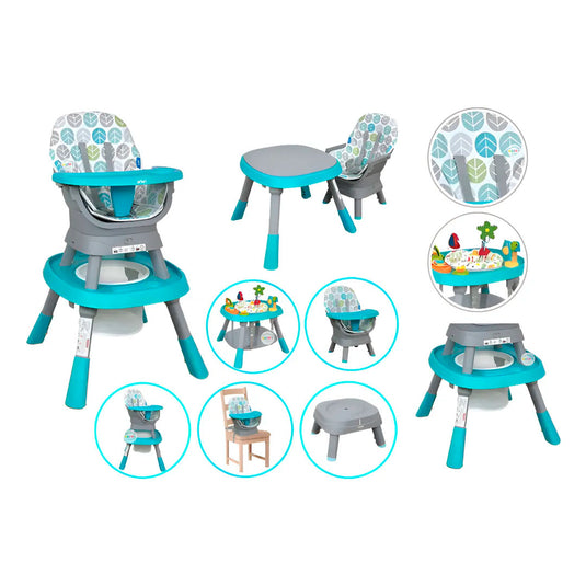 Silla comedor Yae para bebé multifuncional 12 en 1, bandeja desmontable, cinturón de seguridad en 5 puntos, con juguetes didácticos, giro 360° de la silla - Priori