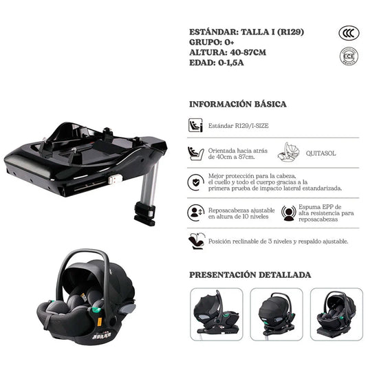 Portabebés con base al piso y sistema de anclaje ISOFIX, con posiciones de reclinado ajustables, sistema de anclaje al coche seguro, arnés de seguridad de 5 puntos, almohadilla acolchada para mas confort - Kidilo - Cocco Semana 2026