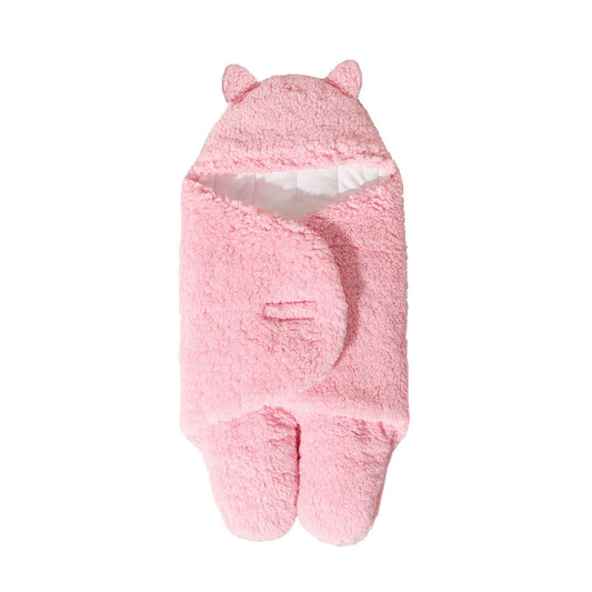 Sleeping rosa con orejitas para recién nacido, saco de dormir con cierre por velcro, cobertor hecho en material cálido e hipoalergénico
