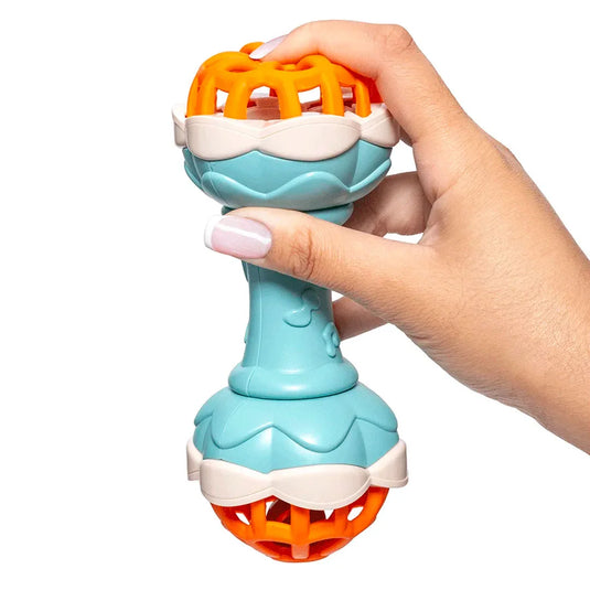 Sonajero cascabel en silicona 100% libre de BPA para bebé, hecho en material resistente de alta calidad antialérgico, juguete musical que estimula el agarre y el oído del bebé