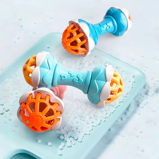 Sonajero cascabel en silicona 100% libre de BPA para bebé, hecho en material resistente de alta calidad antialérgico, juguete musical que estimula el agarre y el oído del bebé