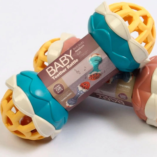 Sonajero cascabel en silicona 100% libre de BPA para bebé, hecho en material resistente de alta calidad antialérgico, juguete musical que estimula el agarre y el oído del bebé