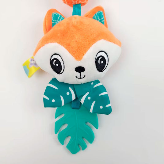 Móvil colgante de peluche con cascabel, sonajero con diseño de animalitos, rascaencias suave en silicona suave, con diferentes colores y texturas