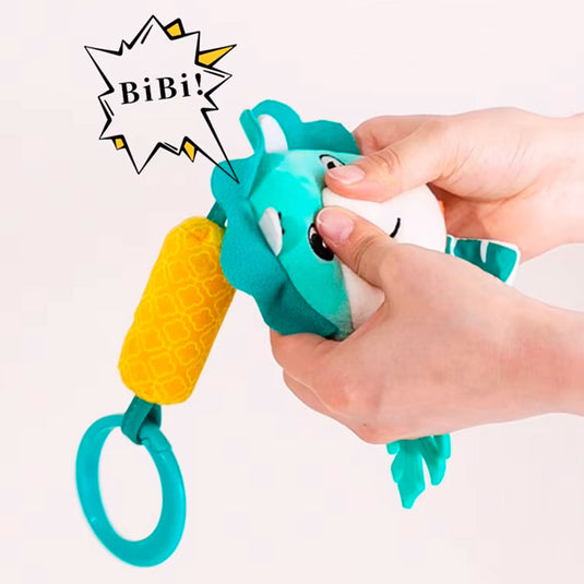 Móvil colgante de peluche con cascabel, sonajero con diseño de animalitos, rascaencias suave en silicona suave, con diferentes colores y texturas
