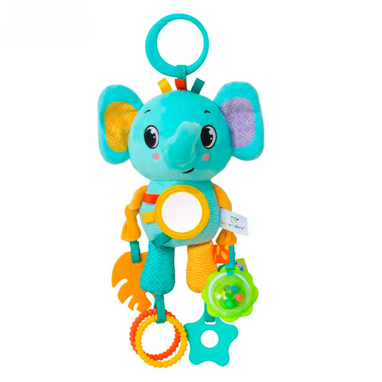 Sonajero móvil de peluche con rascaencias y espejo, hecho en material hippoargenico, con rascaencias de silicona suave, aro para colgar del coche, cuna o gimnasio