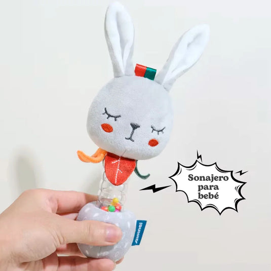 Sonajero largo con diseño de animales para bebés, juguete en forma de animalito de peluche, colores vibrantes y diseños adorables, del tamaño idea para las manos del bebé, hechos en material antialérgico